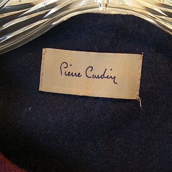 Pierre Cardin Wool Blend Gold Tone Zipper Front Burgundy/Navy Midi Dress - Picture 2 of 13